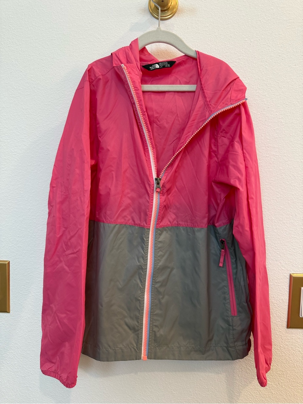 The North Face Pink and Gray rain Jacket 14/16